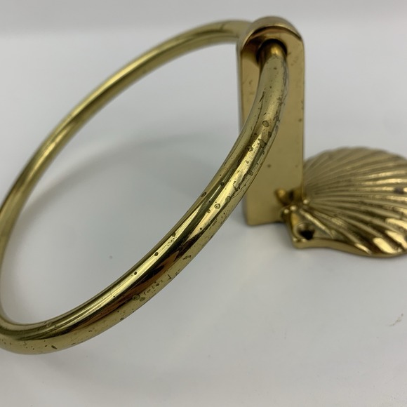 Brass Shell Clam Towel Ring Holder Wall Mount Bathroom Hanger Mod - Picture 11 of 16